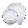 Lorren Home Trends 16 Piece Stoneware Scroll Dinnerware Set White