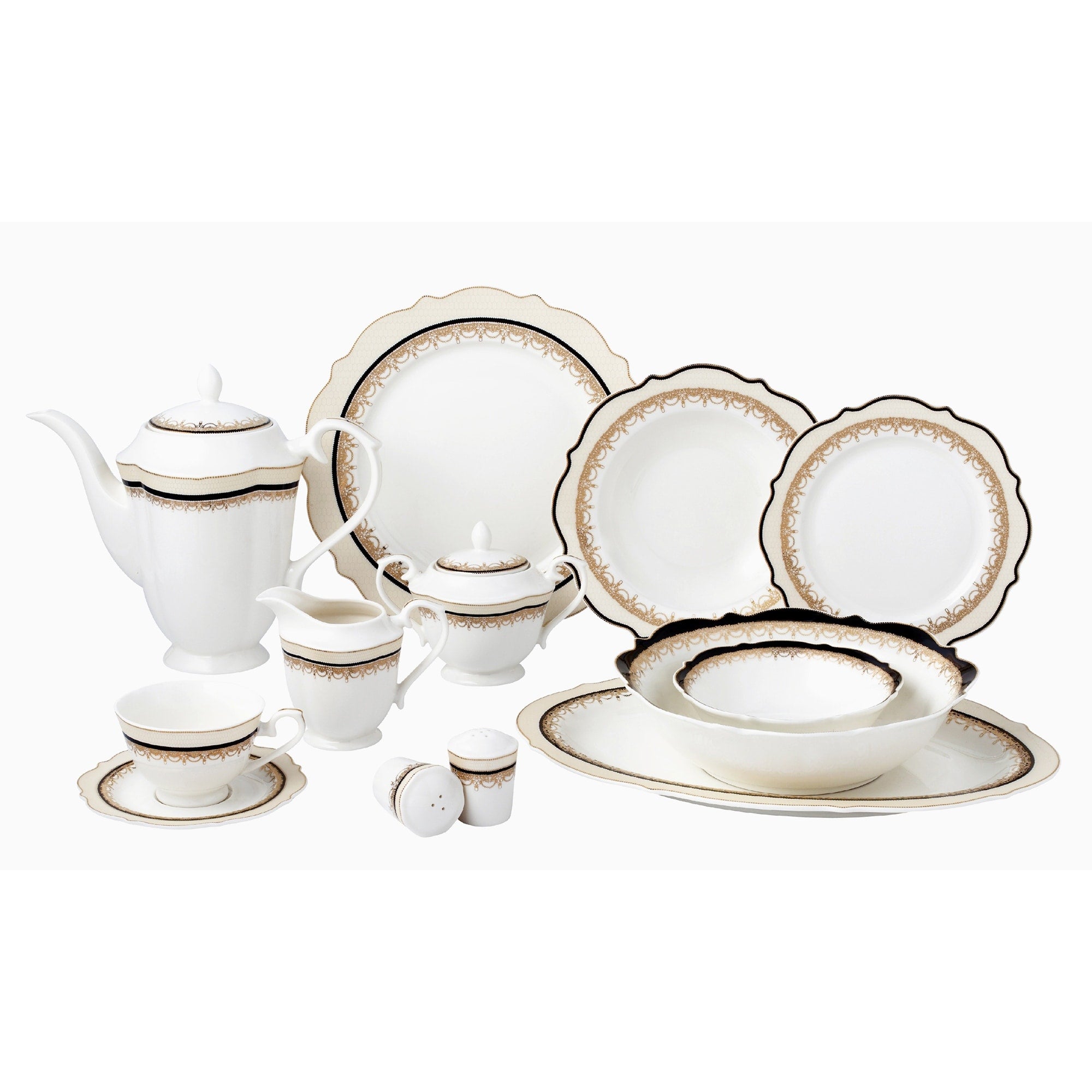Lorren Home Trends 57 Piece Bone China Dalilah Service For 8