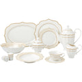 Lorren Home Trends 57 Piece Wavy Gold Mix And Match Bone China Service For 8