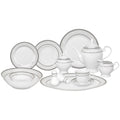 Lorren Home Trends 57 Piece Porcelain Dinnerware Set With Silver Accent