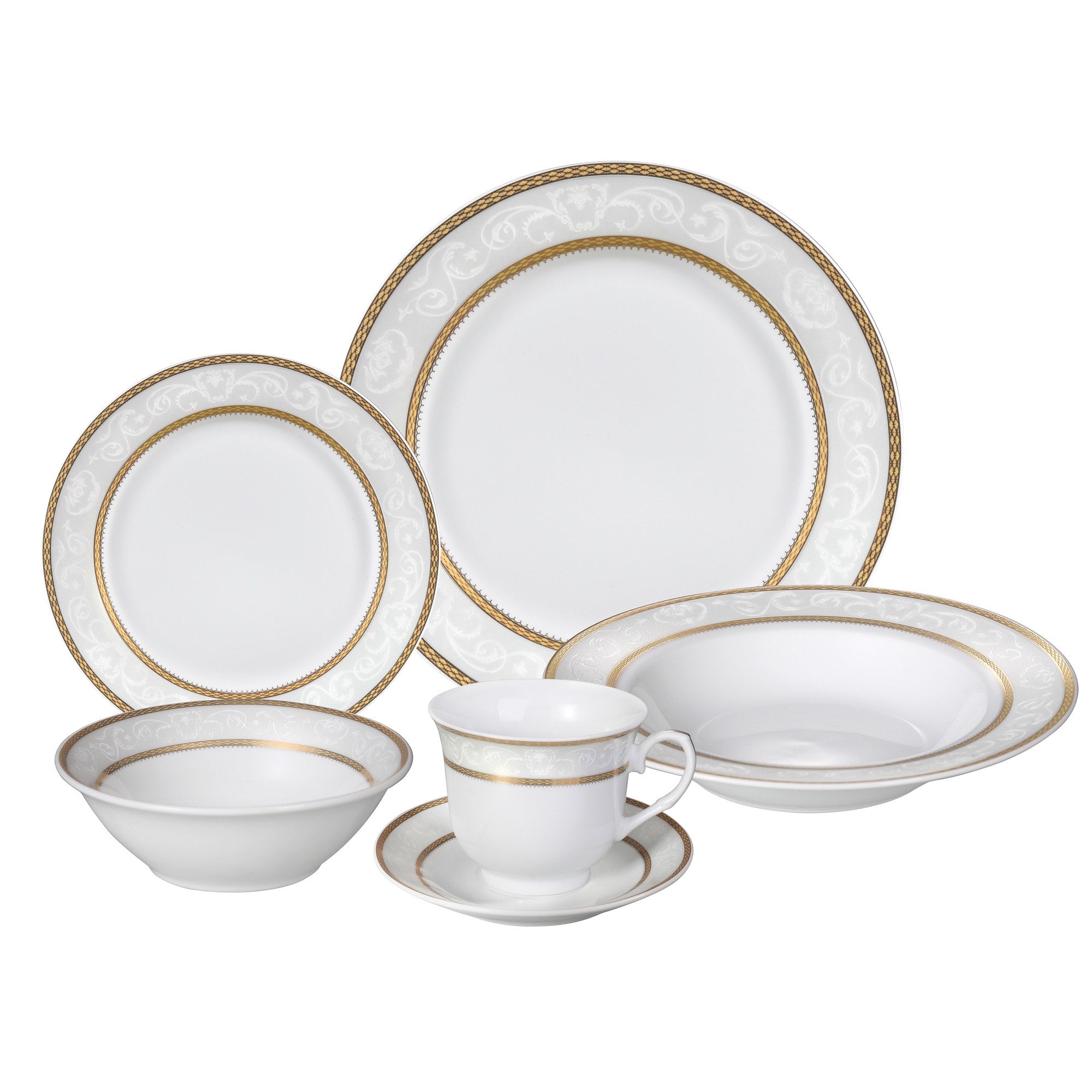 Lorren Home Trends Amelia Porcelain Dinnerware Set Service For 4