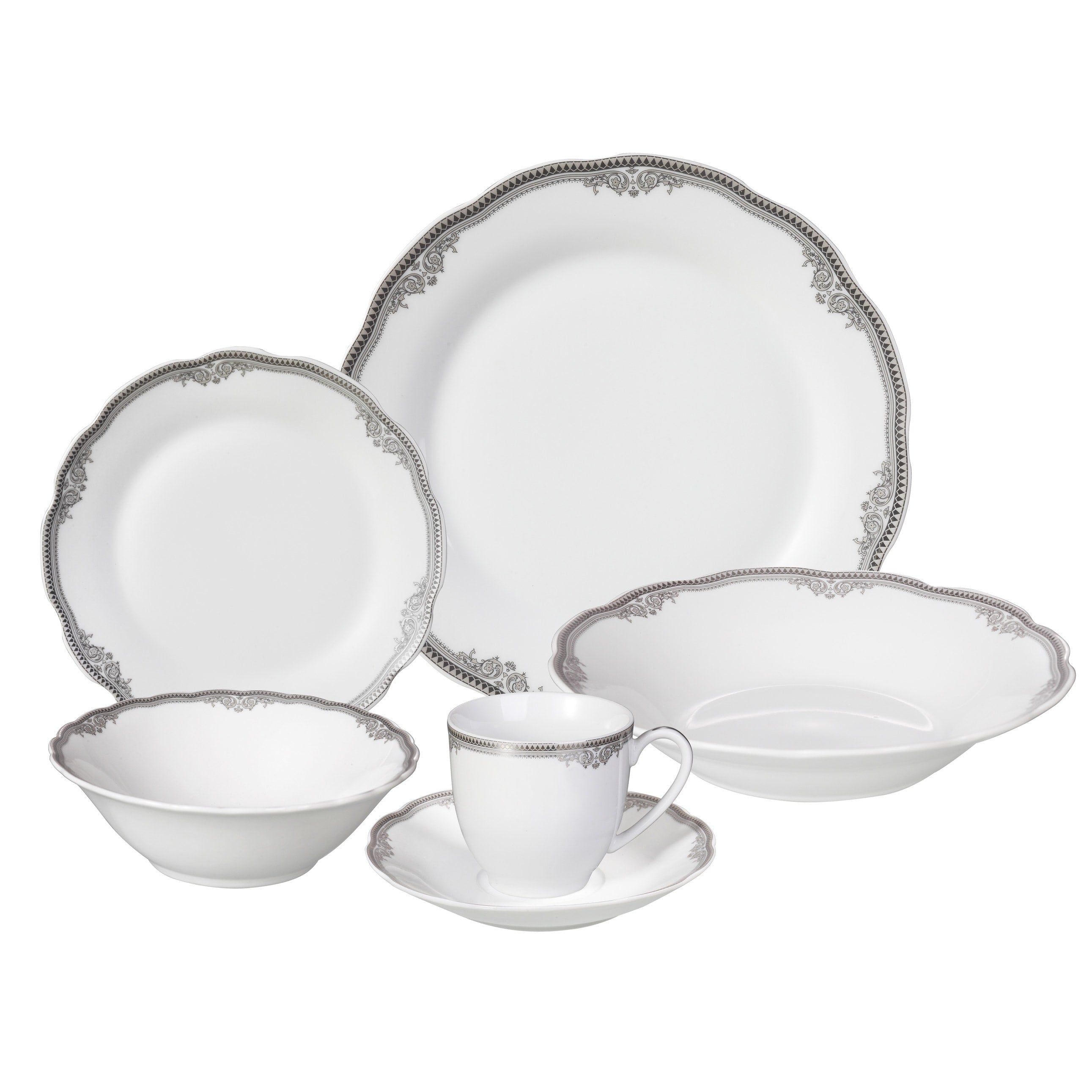 Lorren Home Trends Elizabeth 24 Piece Porcelain Dinnerware Set