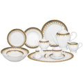 Lorren Home Trends Gold And Blue Accent 57 Piece Porcelain Dinnerware Set