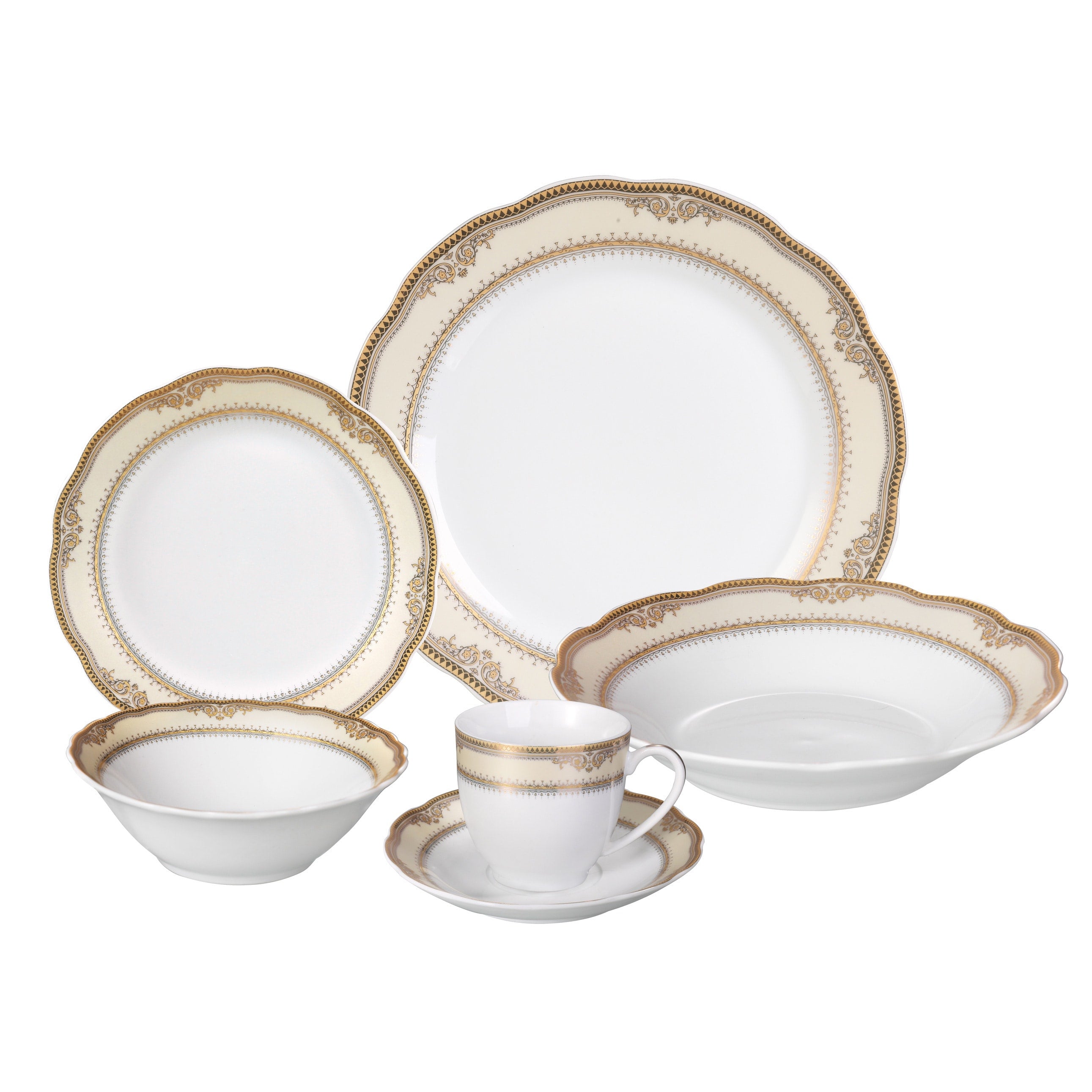 Lorren Home Trends Isabella 24 Piece Porcelain Dinnerware Set