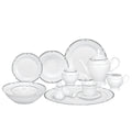 Lorren Home Trends Silver Black Accent 57 Piece Porcelain Dinnerware Set