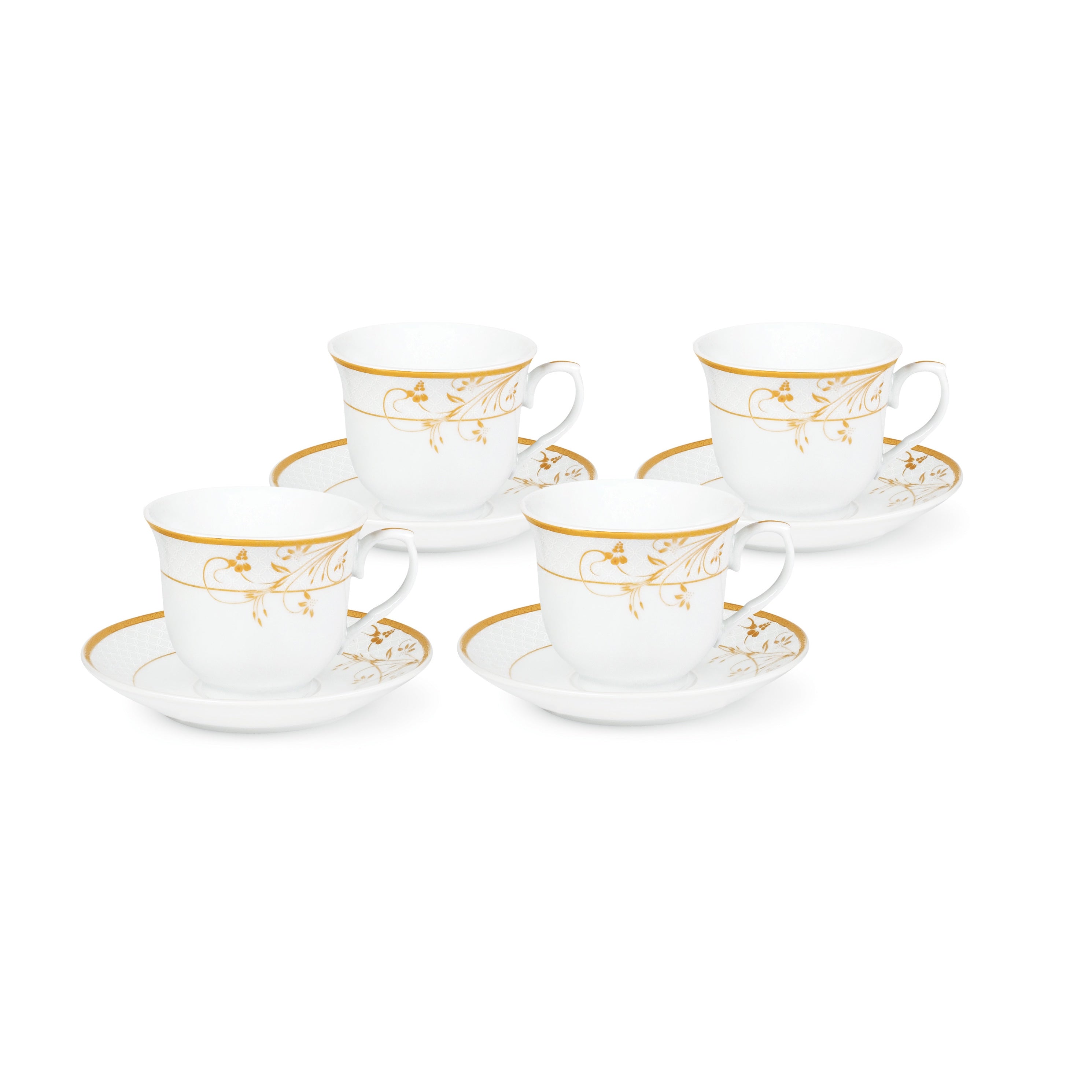 Gold Floral Pattern Tea Coffee Set For Four