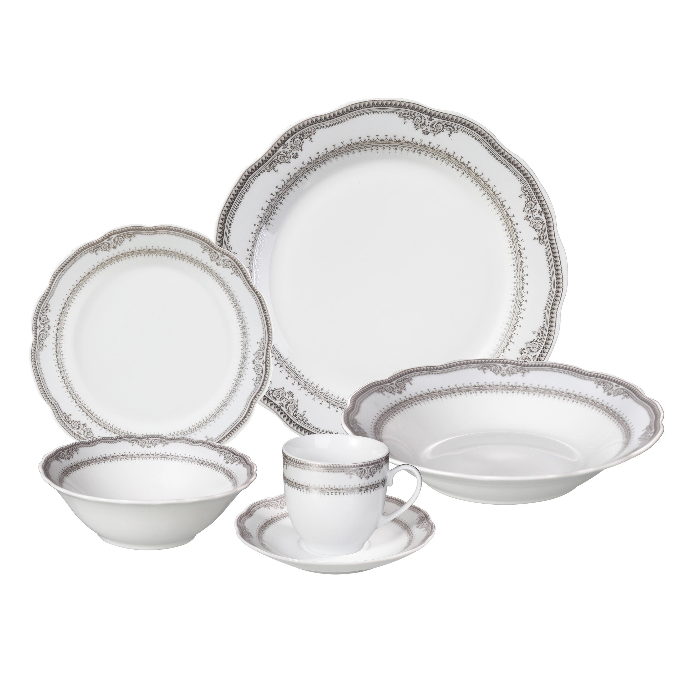 Lorren Home Trends Victoria 24 Piece Porcelain Dinnerware Set