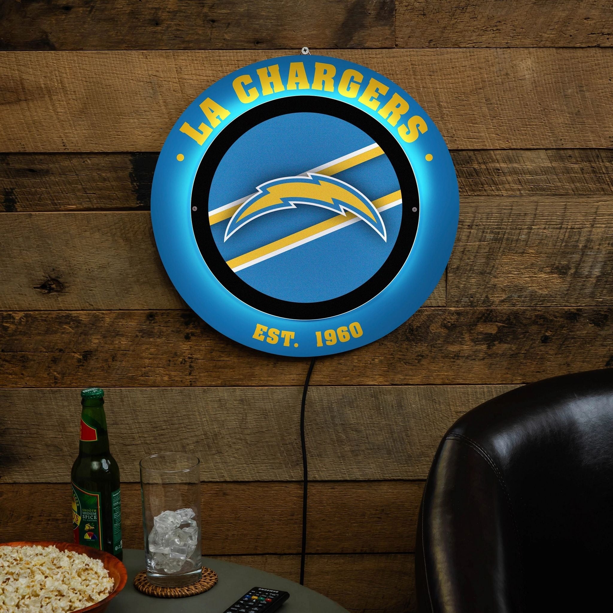 Los Angeles Chargers Led Metal Lit Wall Sign Decor
