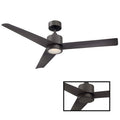 Lotus 54 Inch Three Blade Indoor Outdoor Smart Ceiling Fan With Six Speed Dc Motor And Led Light.