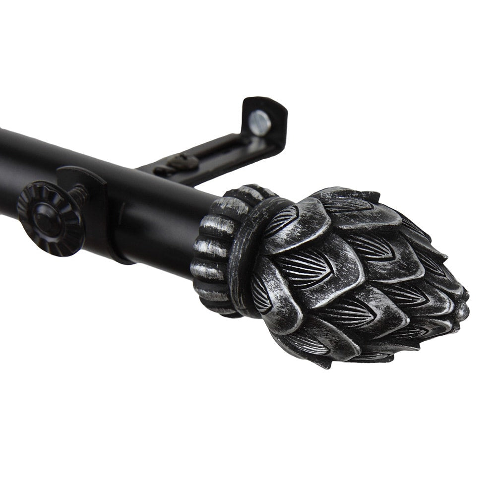 Instyledesign Lotus Adjustable Black Patina Curtain Rod With Finial