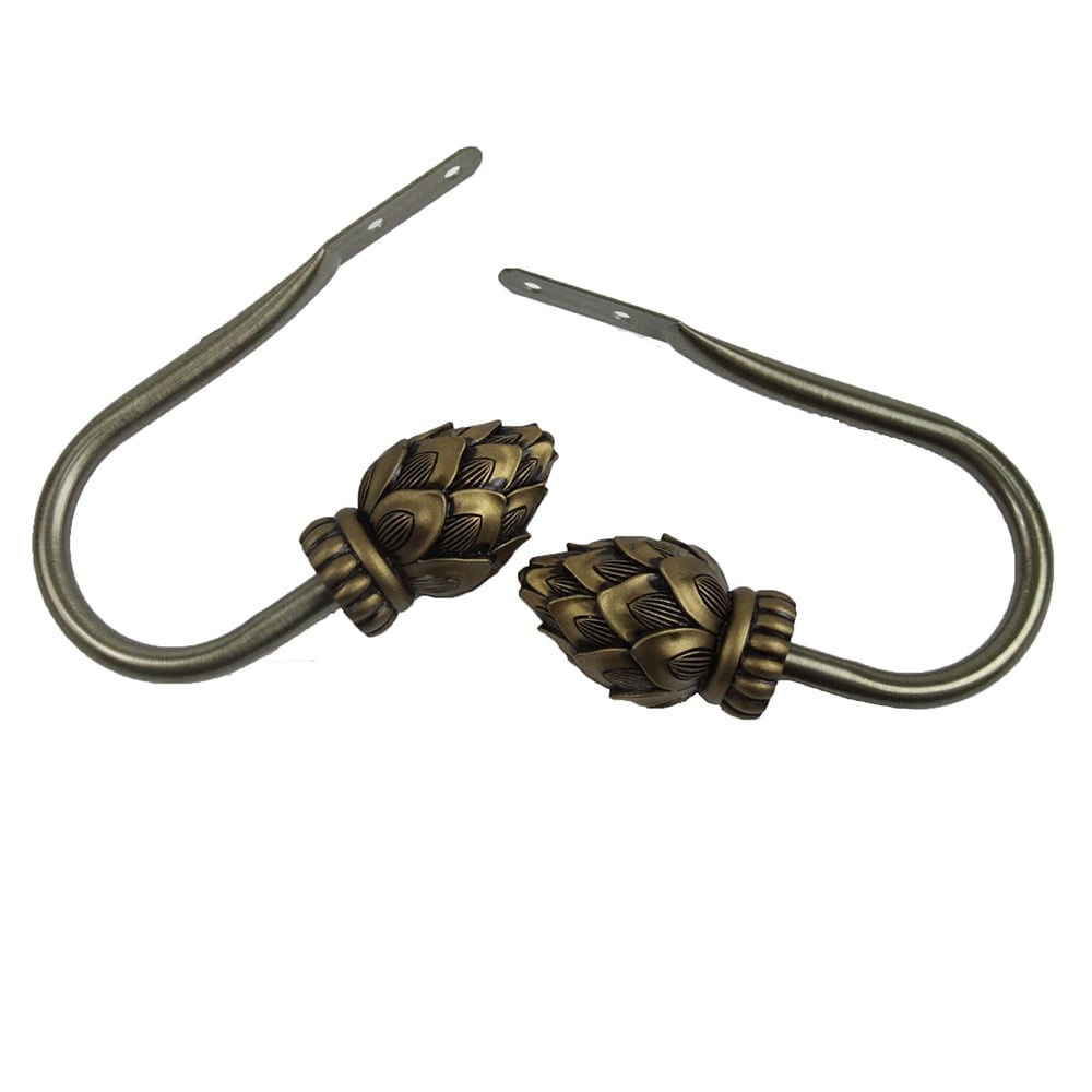 Instyledesign Lotus Antique Brass Curtain Holdback Pair N A