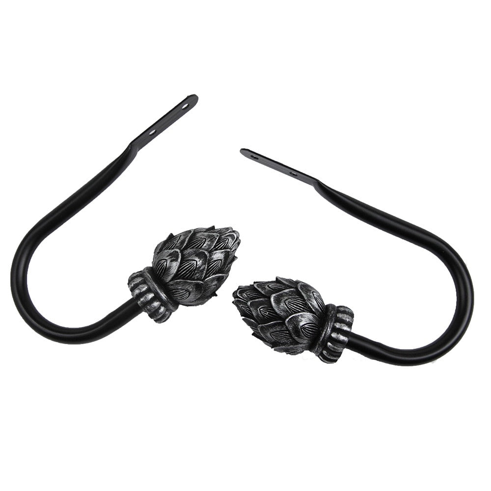 Instyledesign Lotus Black Patina Curtain Holdback Pair