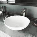 Lotus Matte Stone Round Vessel Bathroom Sink Set With Amada Faucet In Brushed Nickel