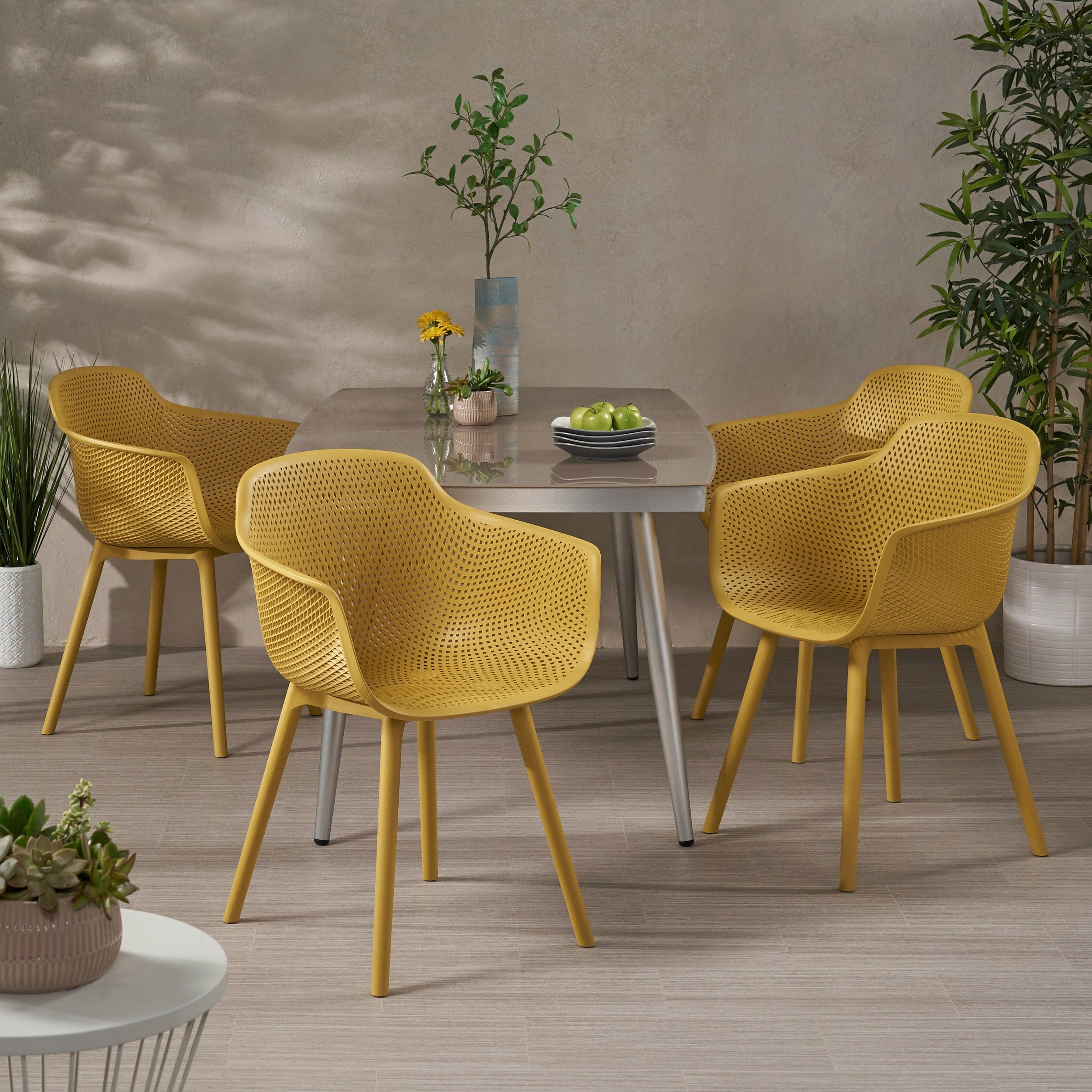 Lotus Outdoor Modern Dining Chair Set Of 4 By Christopher Knight Home 24.00 W X 20.50 L X 32.20 H