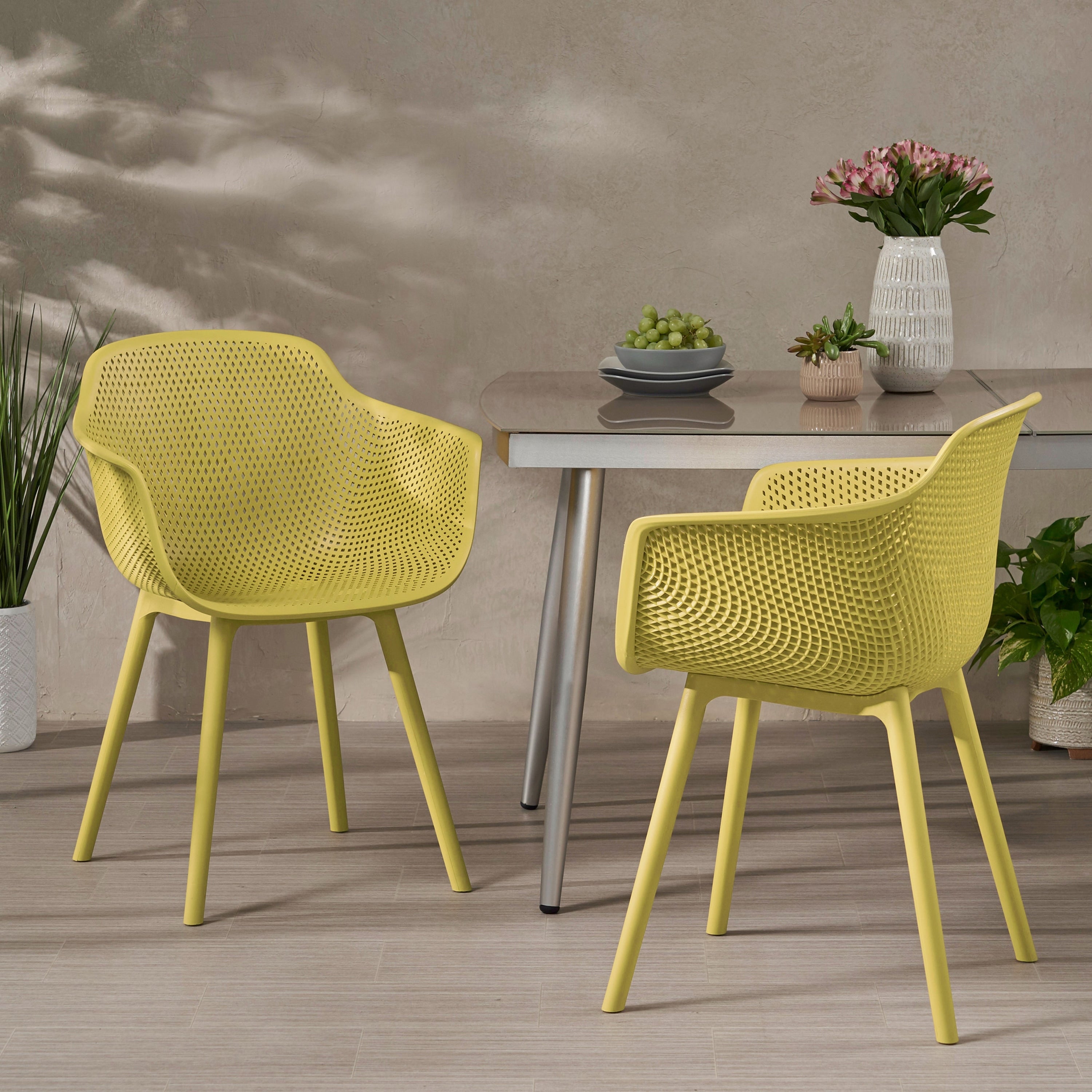 Lotus Outdoor Modern Dining Chair Set Of 2 By Christopher Knight Home 24.00 W X 20.50 L X 32.20 H