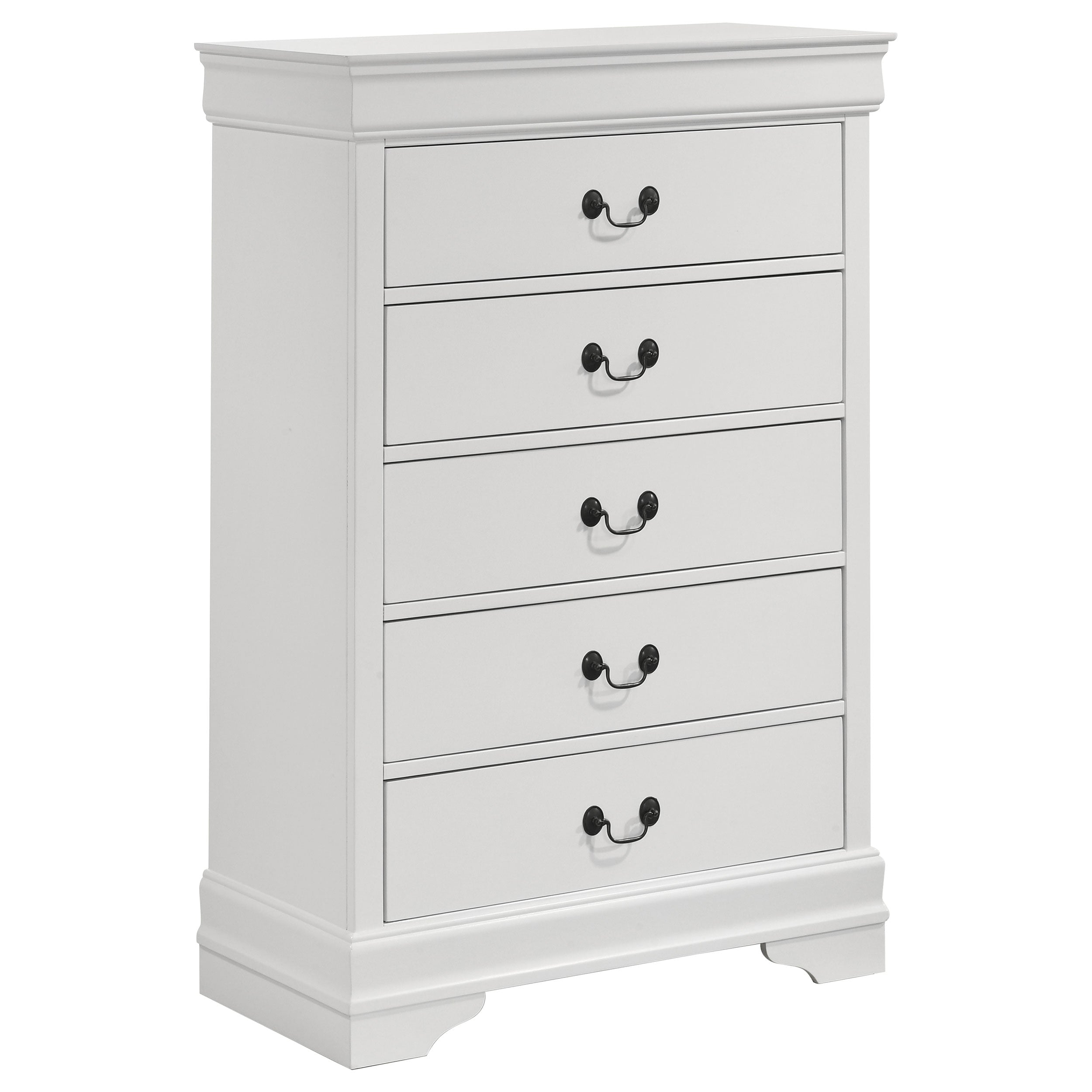 Louis Philippe 5 Drawer Bedroom Chest White