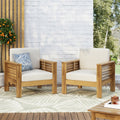 Louver Outdoor Acacia Wood Outdoor Club Chair With Cushions By Christopher Knight Home
