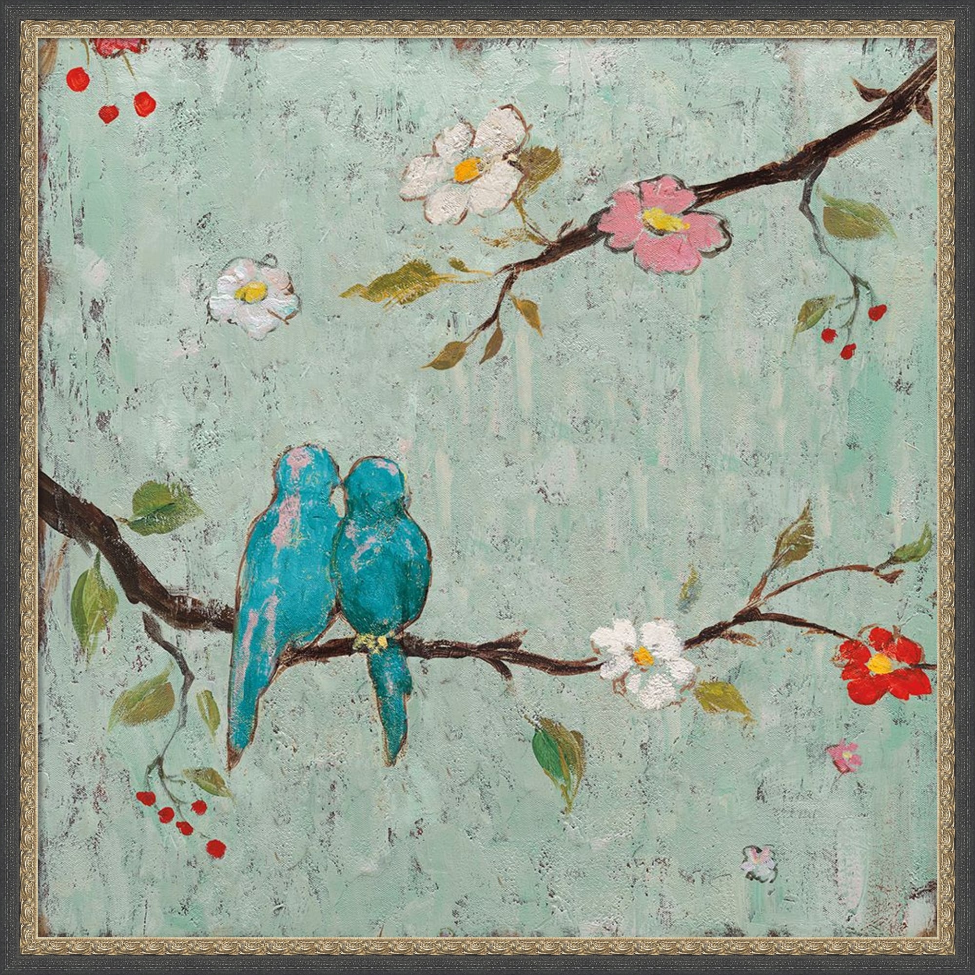 Love Birds Iv By Katy Frances Framed Mounted Canvas Wall Art Print