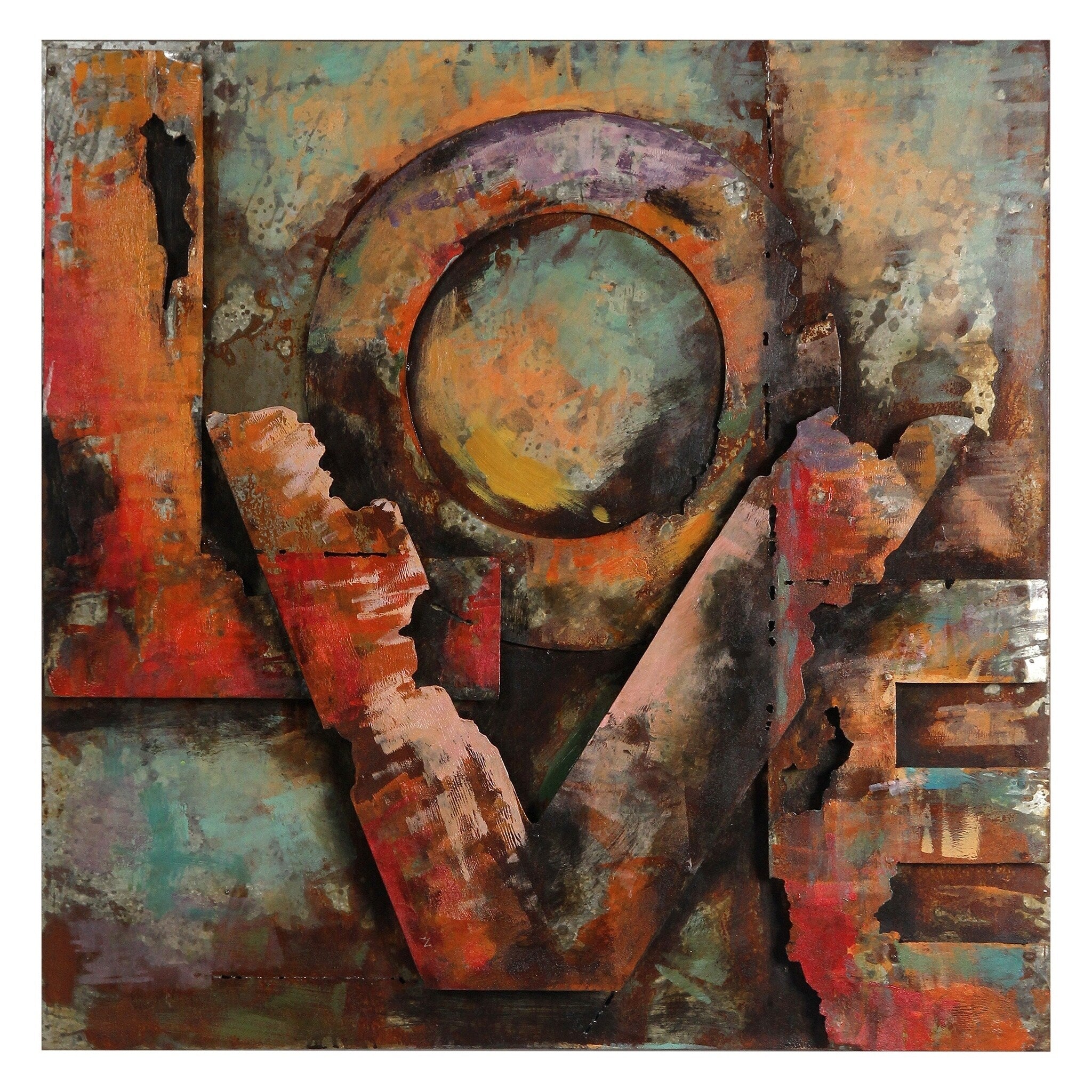 Love Mixed Media Iron Hand Painted Dimensional Wall Art