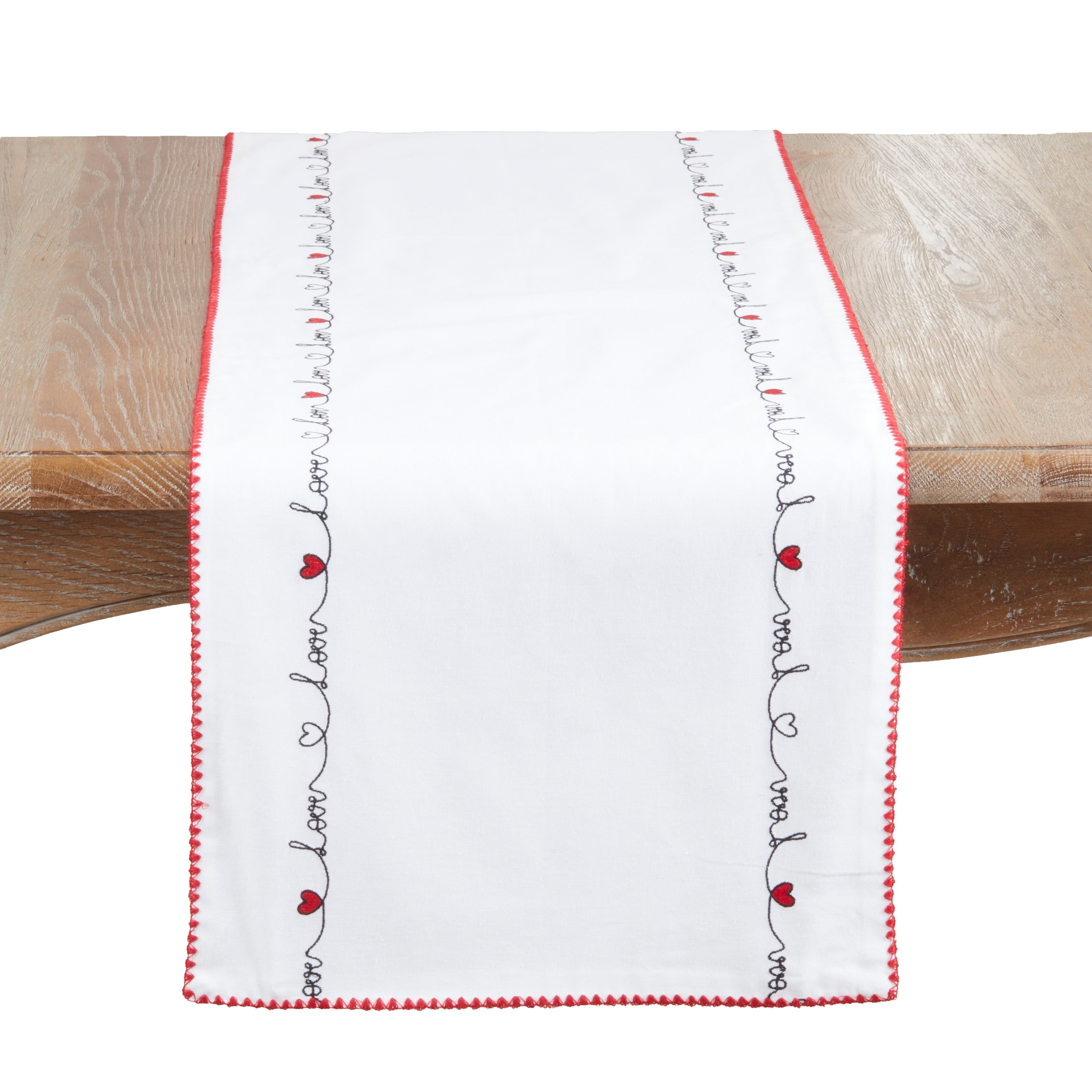 Love Script Cotton Table Runner Decorative Lined Table Runner For Dining Table 16 X72