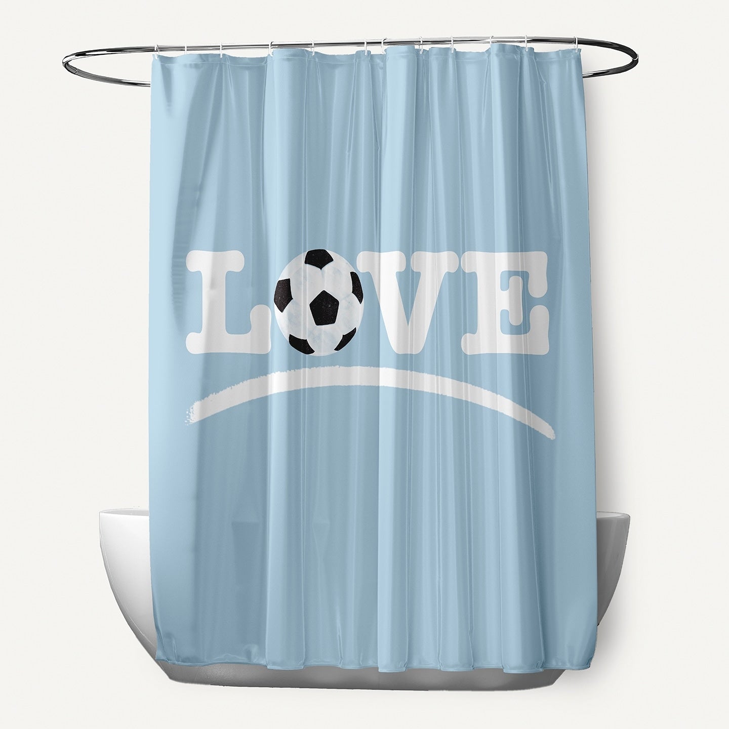 Love Soccer Word Print Shower Curtain