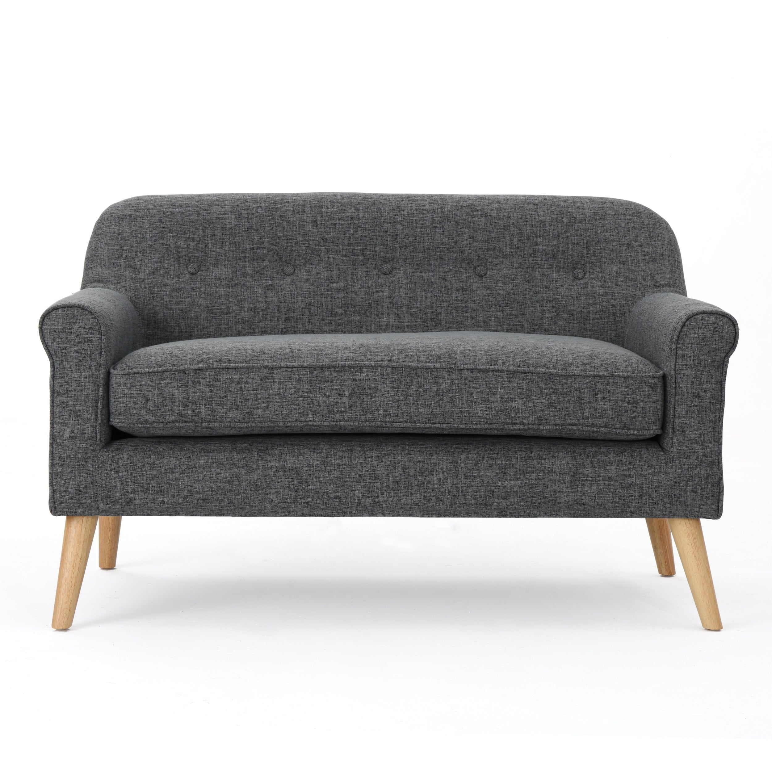 Loveseat 2 Seater Sofa Couch With Button Tufted Settee Sofa Couch With Rolled Armrests And Wood Legs