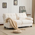 Loveseat Beige 2 Seater Sofa Couch With 2 Pillows 4 Position Reclining Sleeper Sofa Couch With Adjustable Backrest