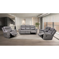 Loveseat Chair Sofa Recliner Set Gray Finish Storage Center Console