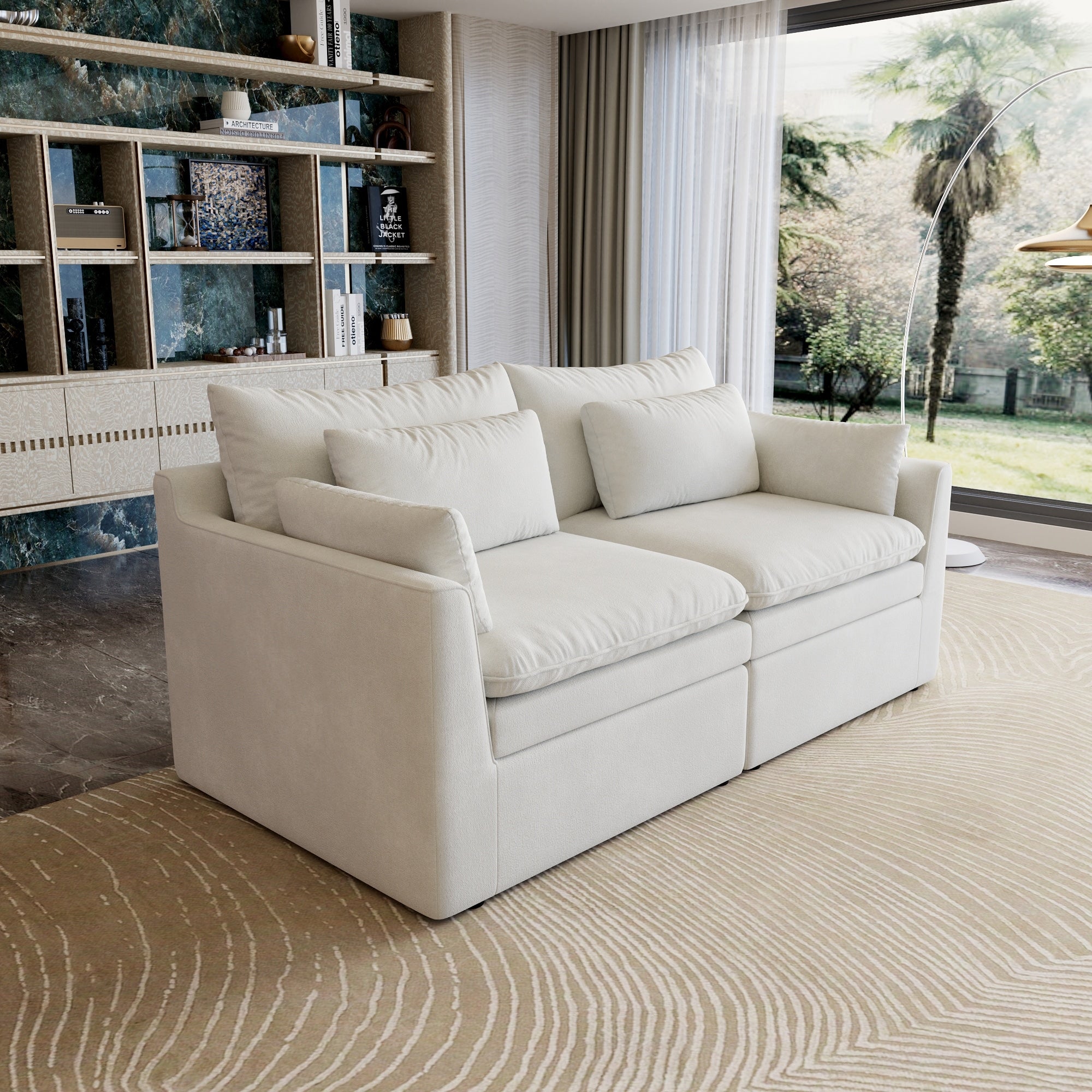 Loveseat Modular Sectional Sofa Cloud Couch Sofa Dual Layer Cushions For Living Room Apartment