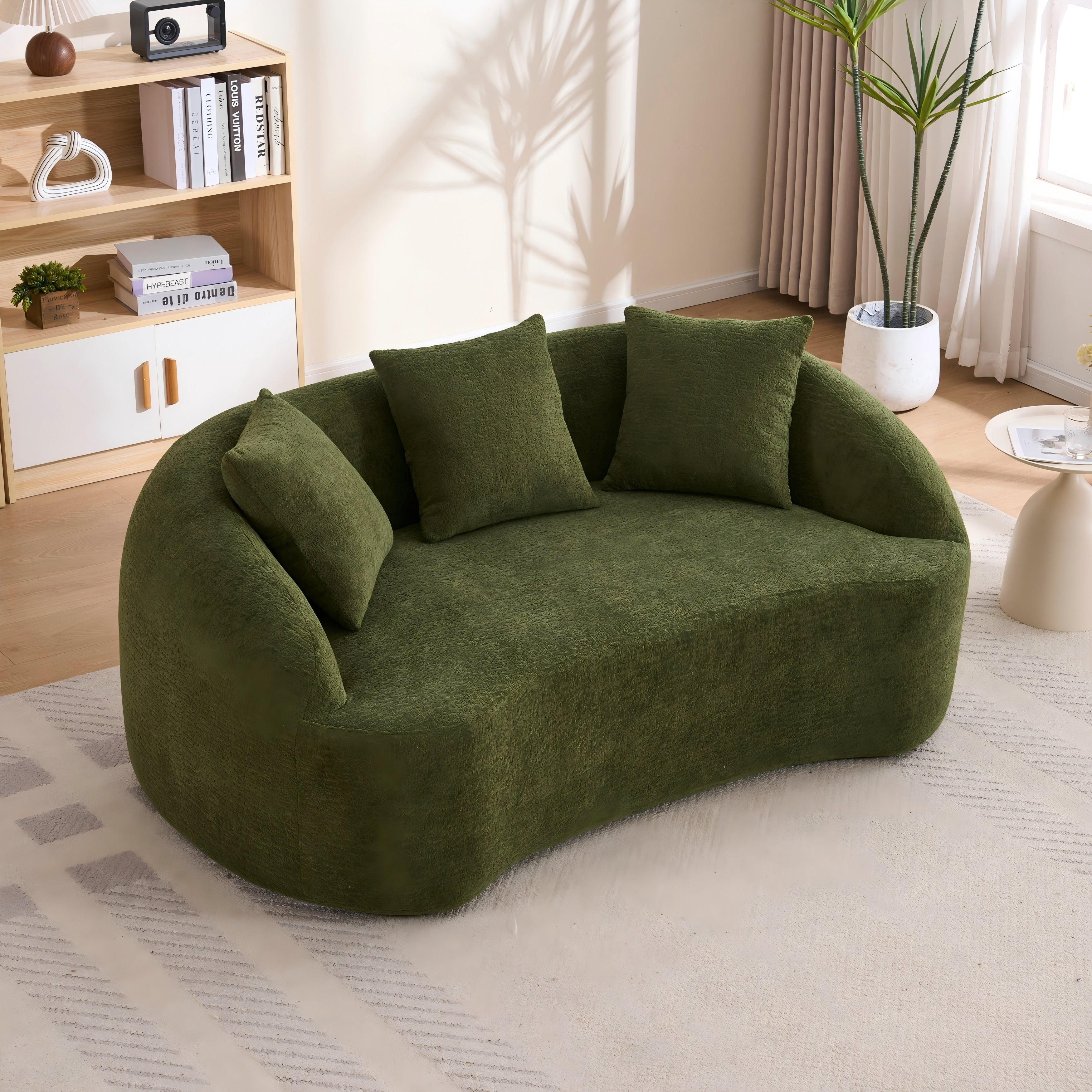 Loveseat Sofa Couch Sleeper Sofa Couch With 3 Pillows Luxurious Upholstered Green 2 Seater Sofa Couch
