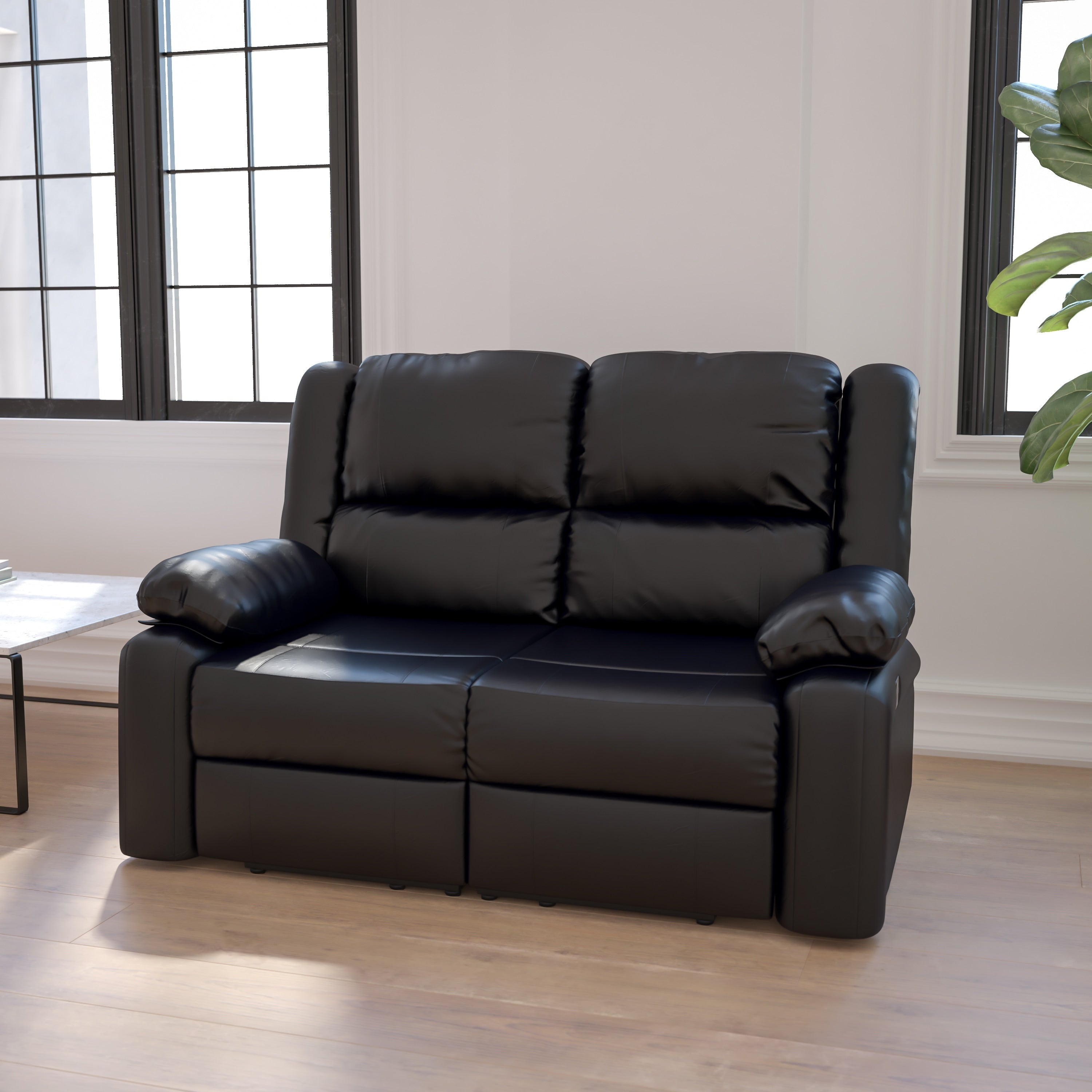 Copper Grove Malheur Leather Loveseat With Two Built In Recliners
