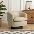 Low Back Pu Leather Barrel Chair 360 Swivel Accent Chair For Living Room