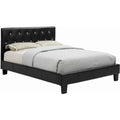 Low Profile California King Size Bed With Button Tufted Headboard Black