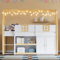 Low Profile Loft Bed With Step Staircase Storage Cabinets Led Lights Shelving Available In Full Or Twin