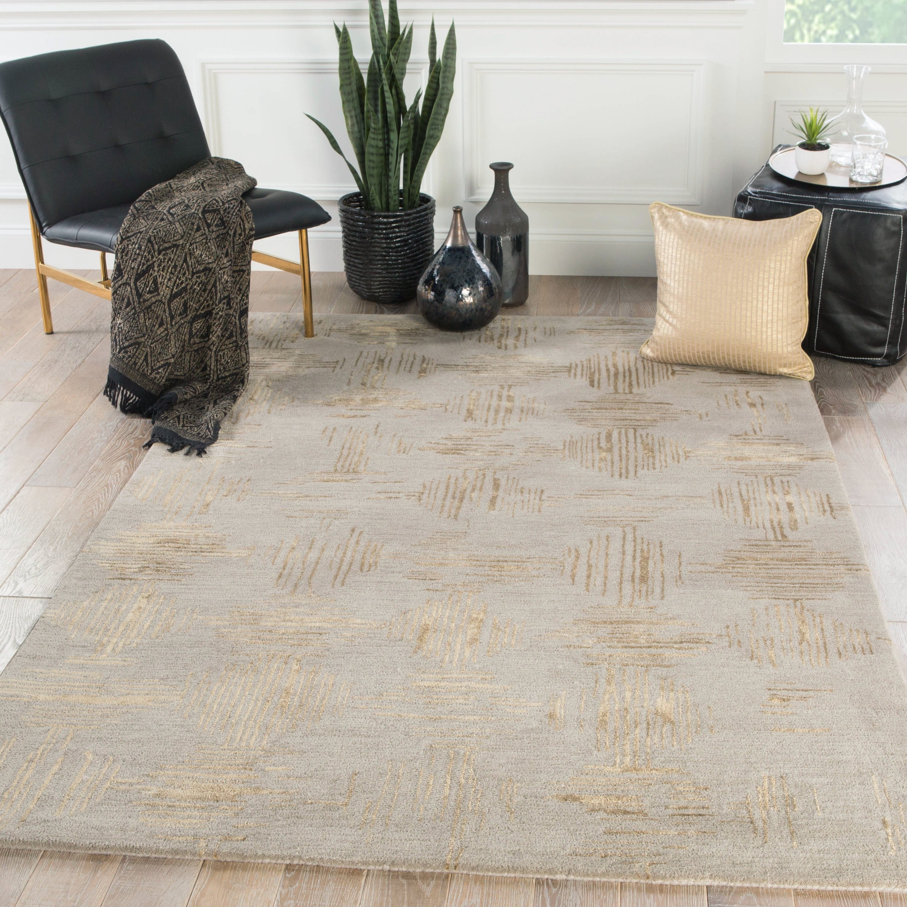Lowood Handmade Geometric Taupe Gold Area Rug 5X8