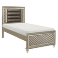 Loy Twin Bed Led Headboard Faux Leather Upholstery Champagne Gray
