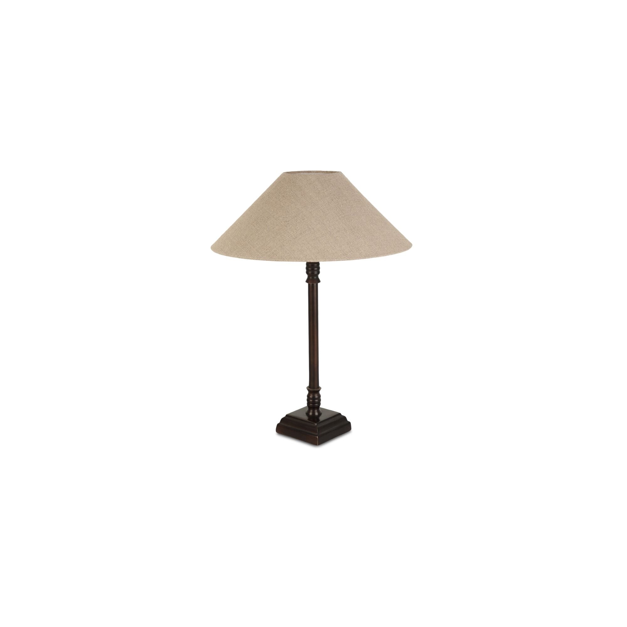 Luca Table Lamp Slim Metal Blackened Bronze Finish Natural Linen Shade