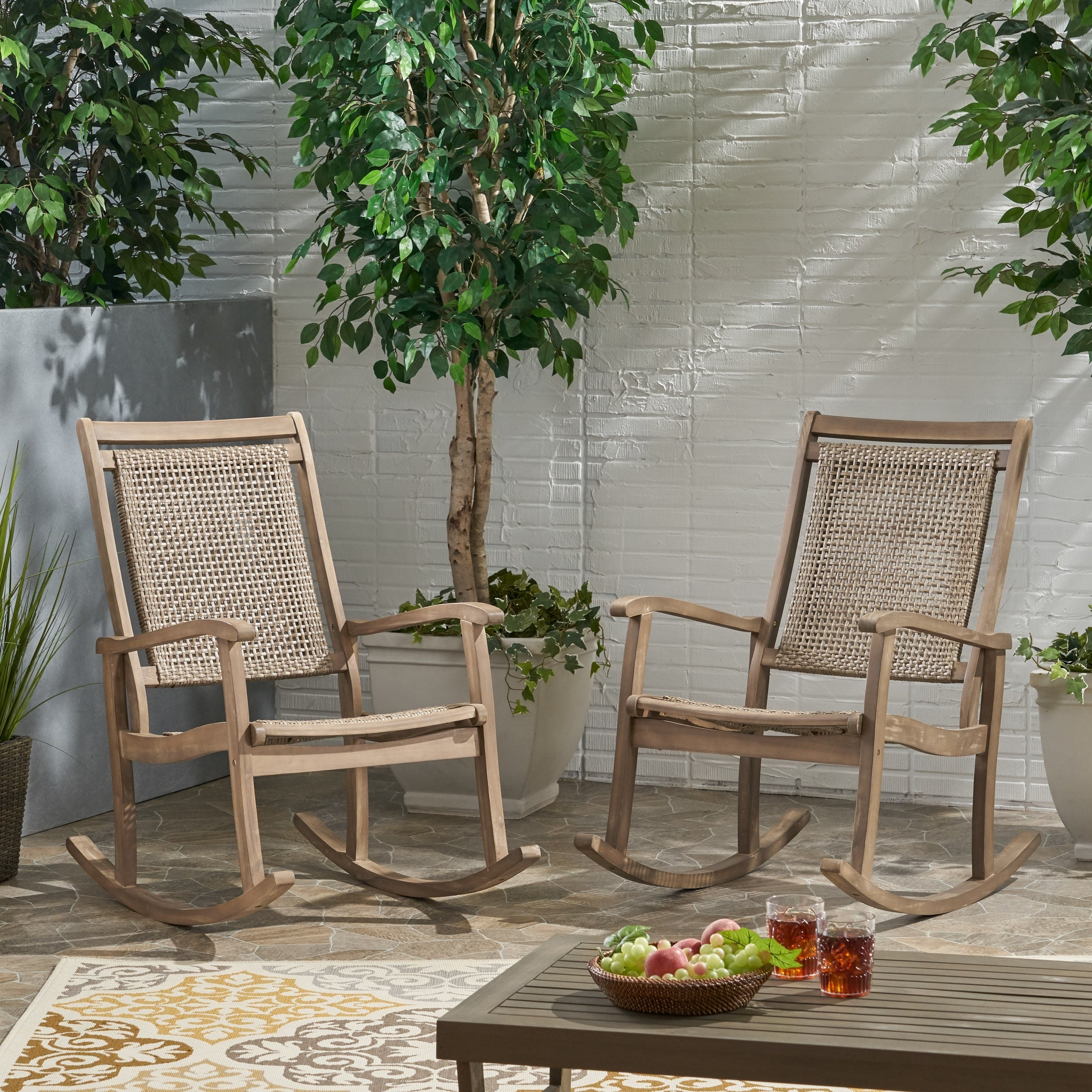 Lucas Outdoor Rustic Wicker Rocking Chairs Set Of 2 By Christopher Knight Home