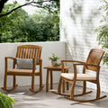 Lucca Outdoor Acacia Wood 3 Piece Rocking Chair Set With Cushion By Christopher Knight Home