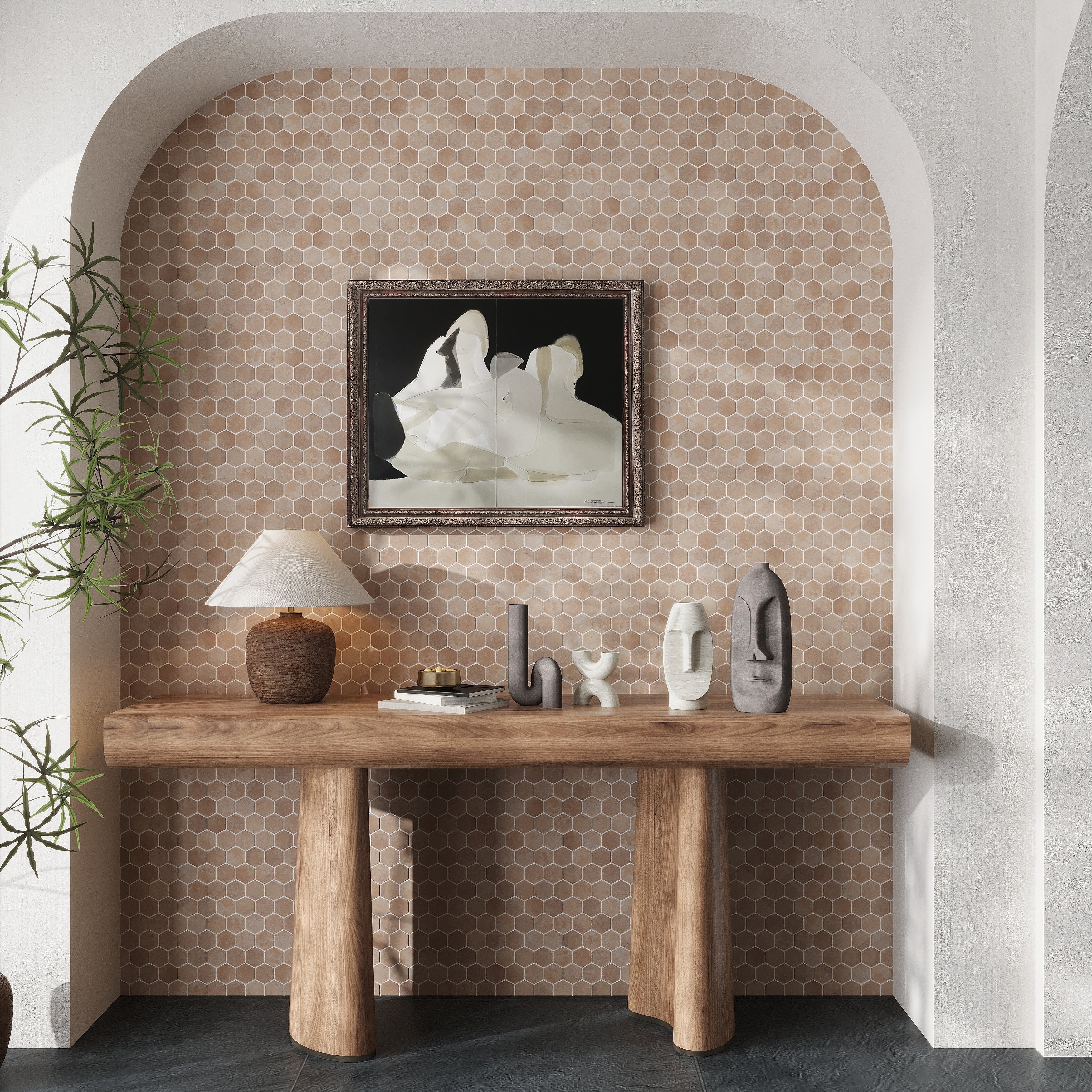 Lucenza 12X12 In. Matte Recycled Glass Hexagon Mosaic Wall And Floor Tile 5.28 Sq Ft Case 6 Pack