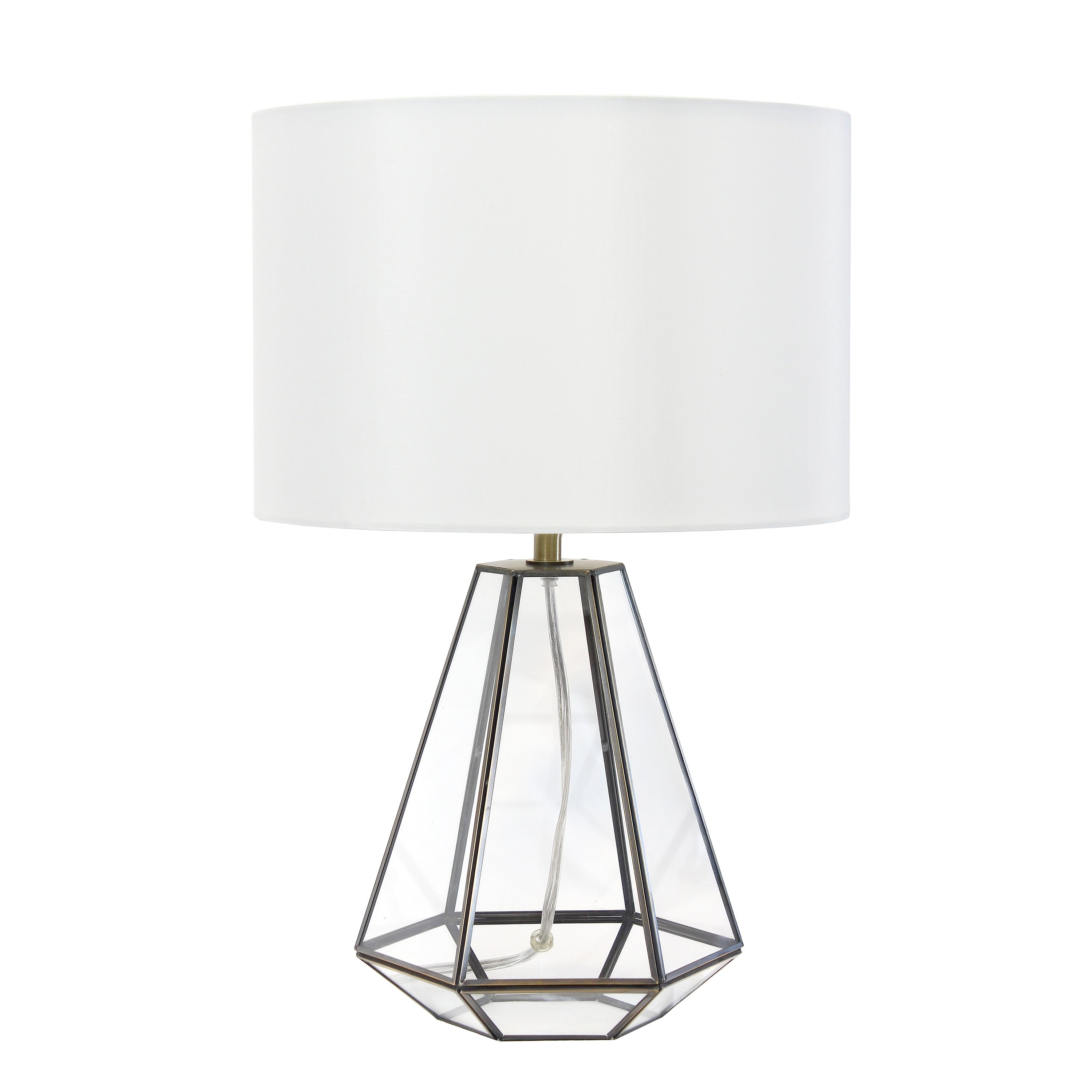 Luchia Glass Brass Geometric Table Lamp Clear 18.25 H