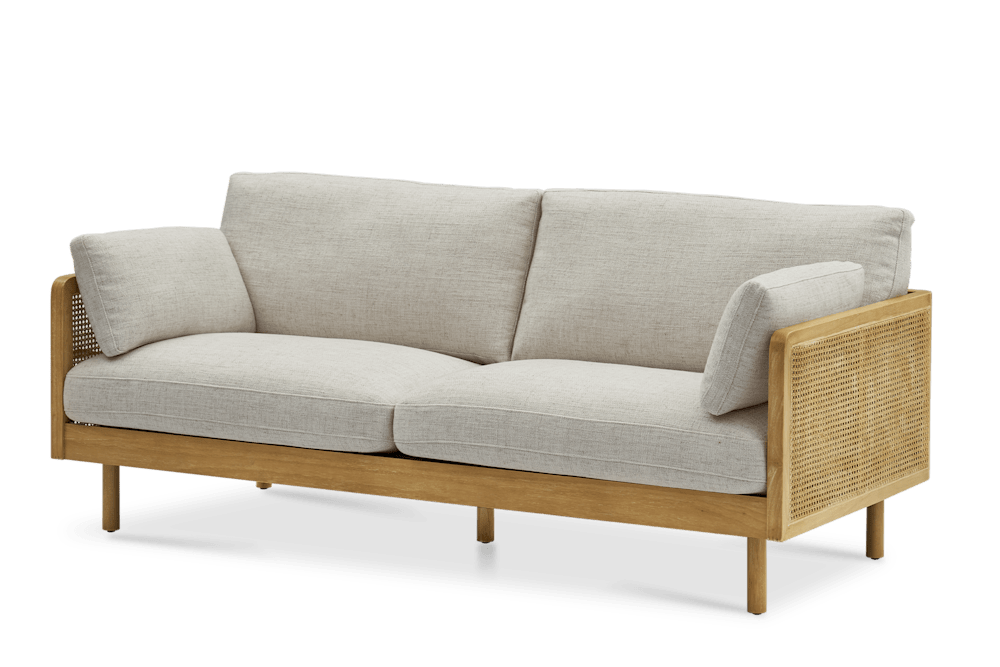 Lucia Cane Sofa, White Wash