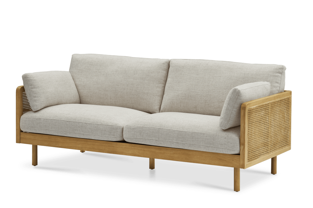 Lucia Cane Sofa, White Wash
