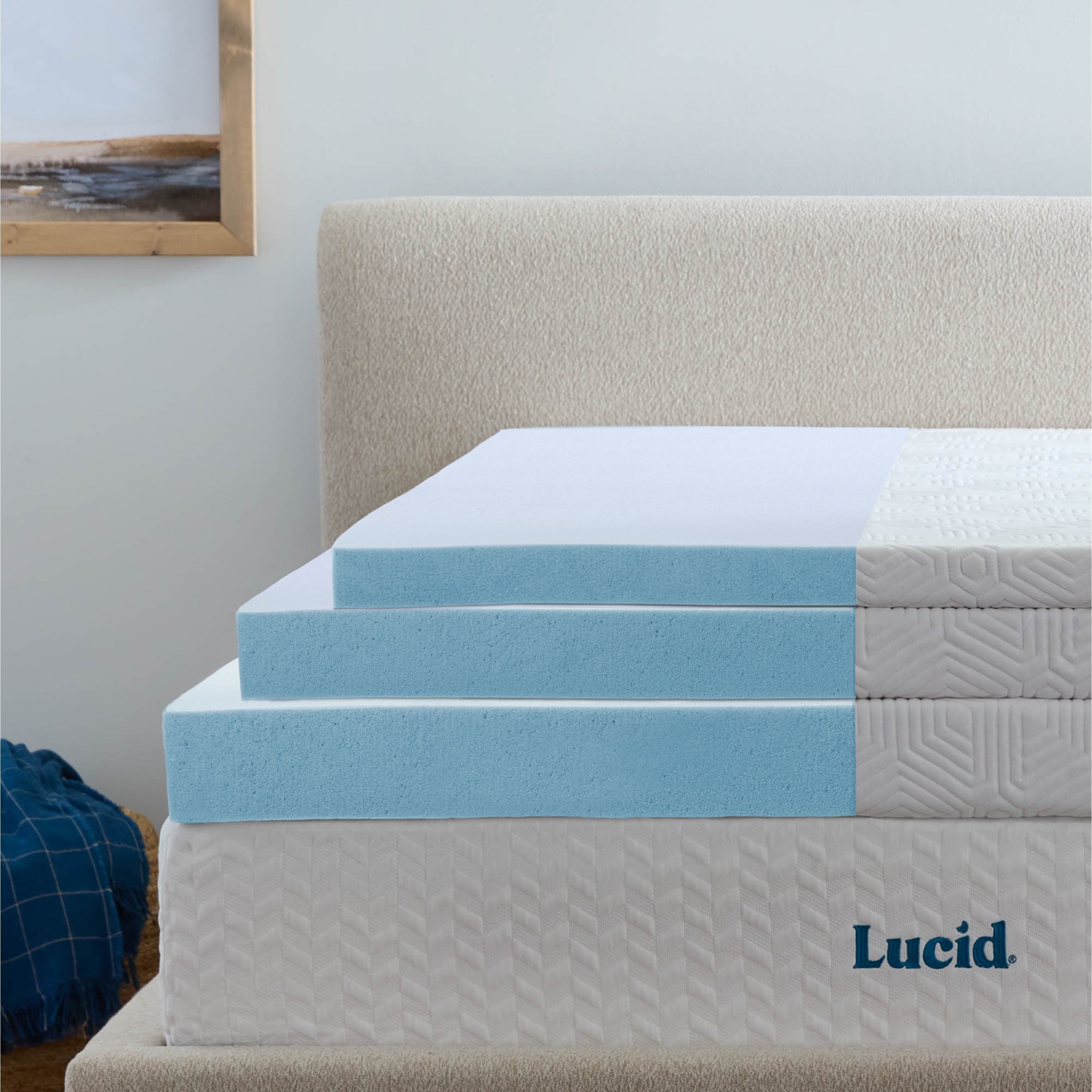 Lucid Comfort Collection 2 Inch Surecool Gel Infused Memory Foam Mattress Topper