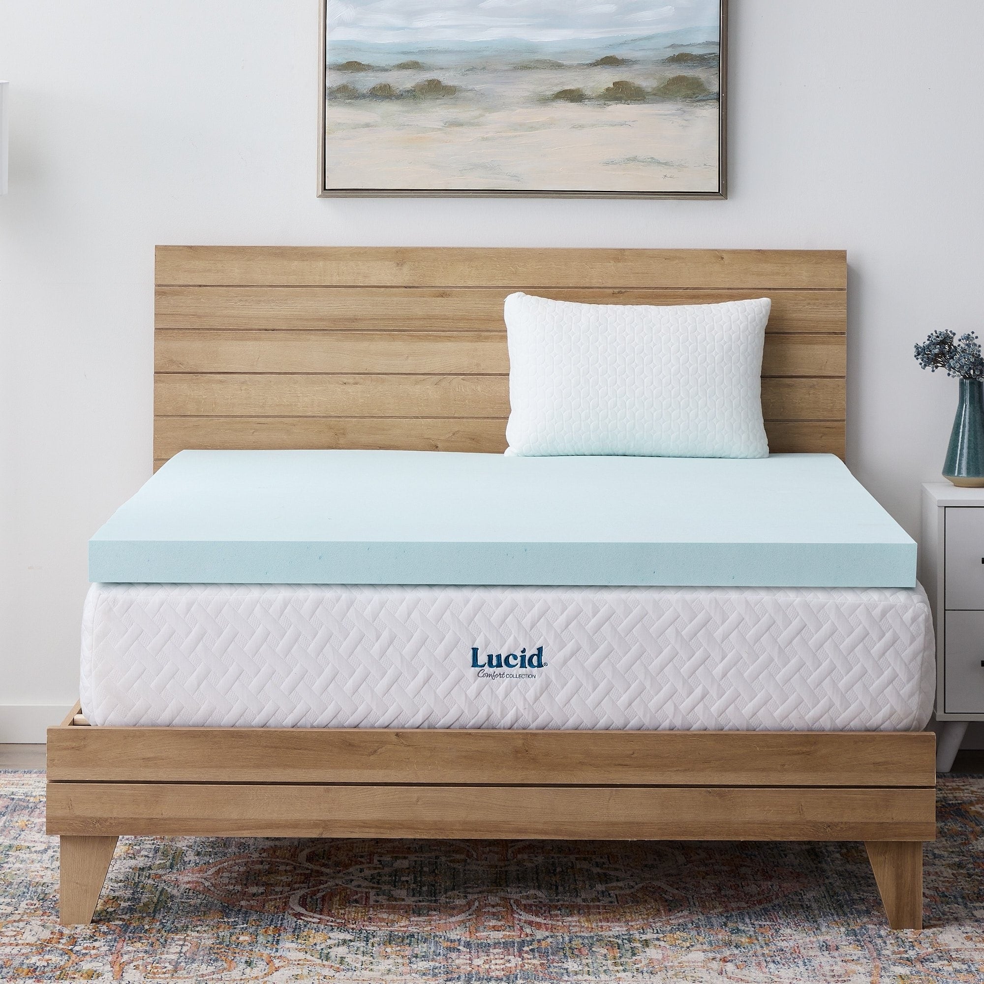 Lucid Comfort Collection 3 Inch Surecool Gel Infused Memory Foam Mattress Topper