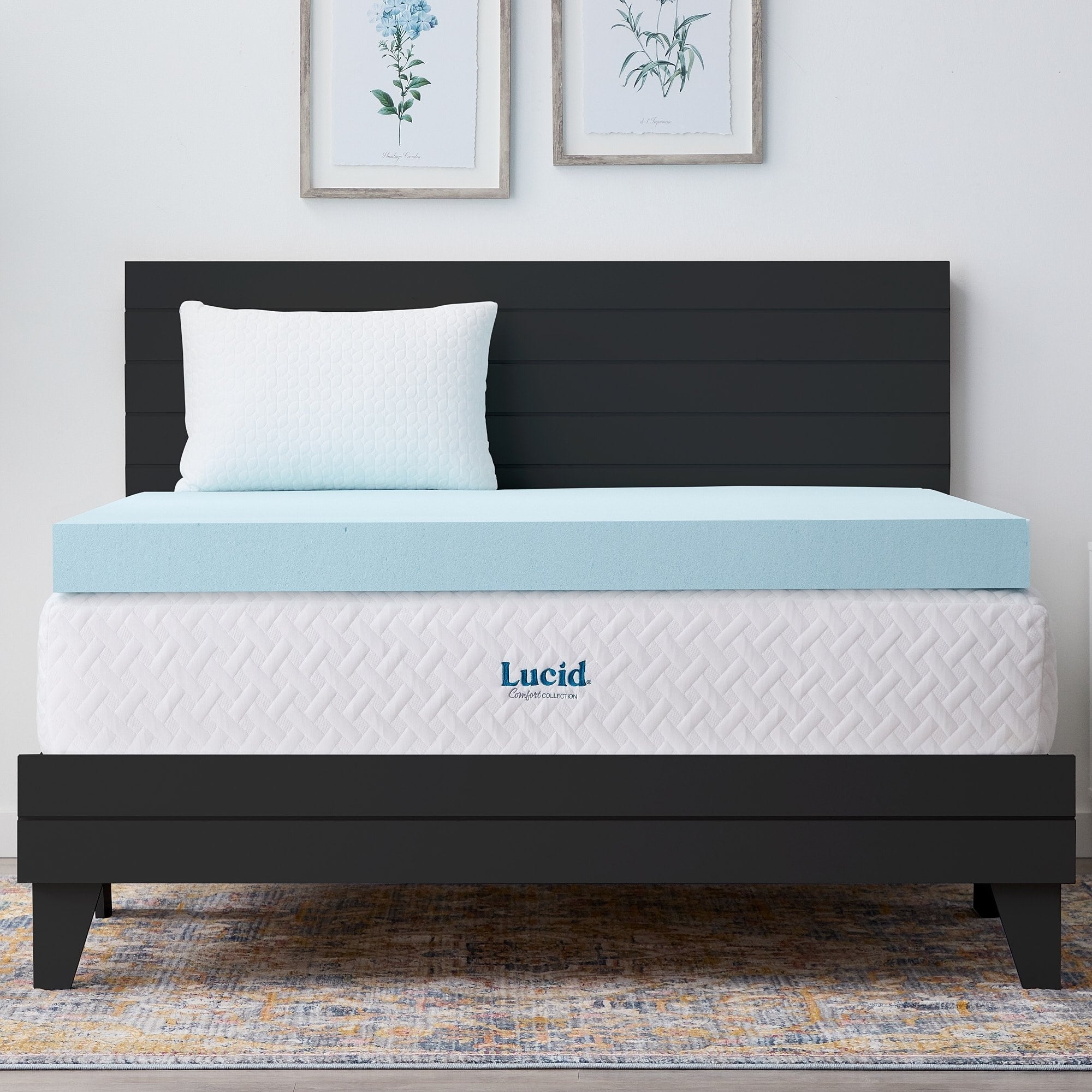 Lucid Comfort Collection 4 Inch Surecool Gel Infused Memory Foam Mattress Topper