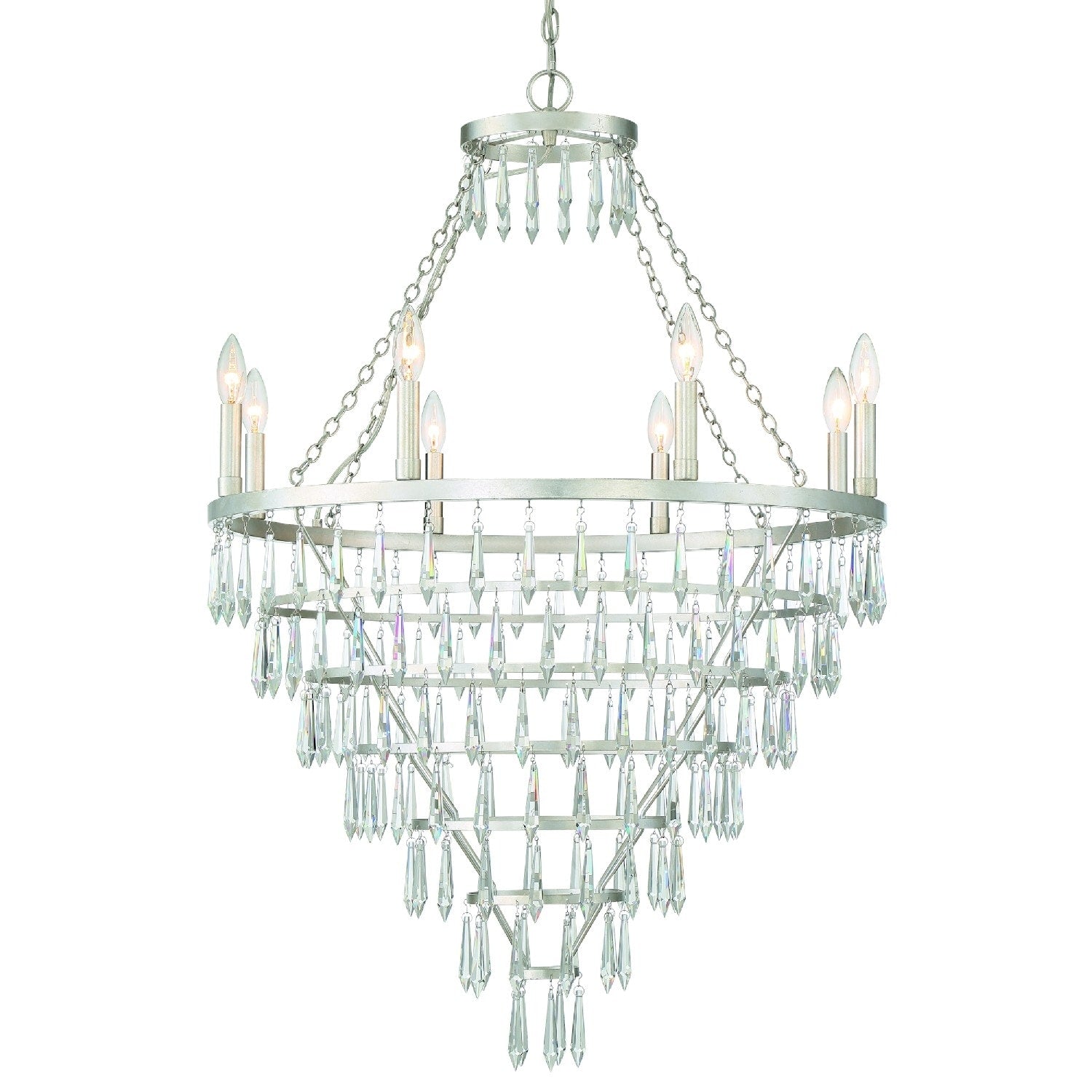 Lucille 8 Light Antique Silver Chandelier 28 W X 40.75 H