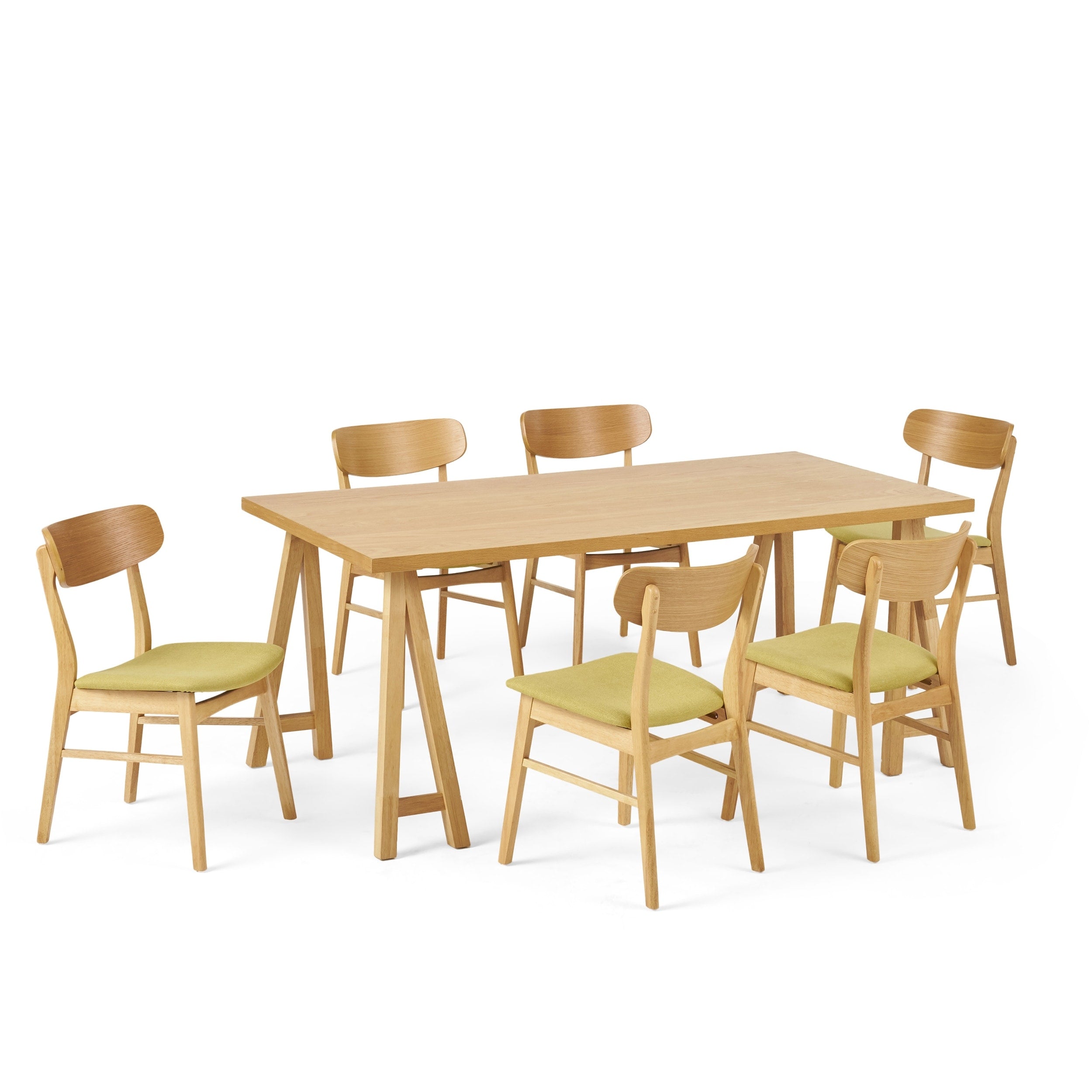 Lucious Mid Century Modern 7 Piece Dining Set With A Frame Table By Christopher Knight Home