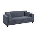 Lucy Sofa Bed With Usb Ports 2 Pillows Gray Corduroy Cupholders