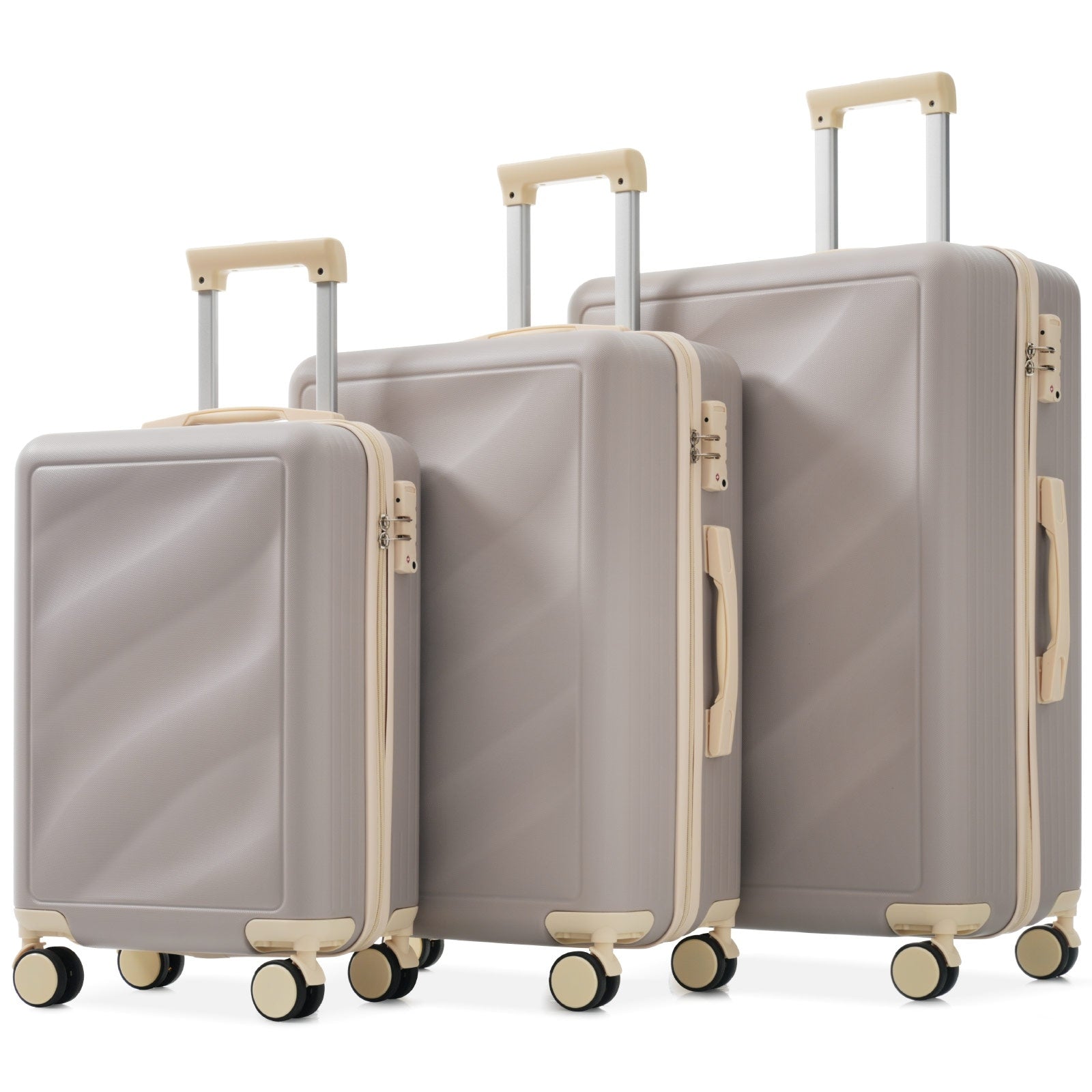 Luggage Set 3 Piece Lightweight Durable Abs Suitcases With Spinner Wheels And Tsa Lock Carry On Checked Travel Luggage
